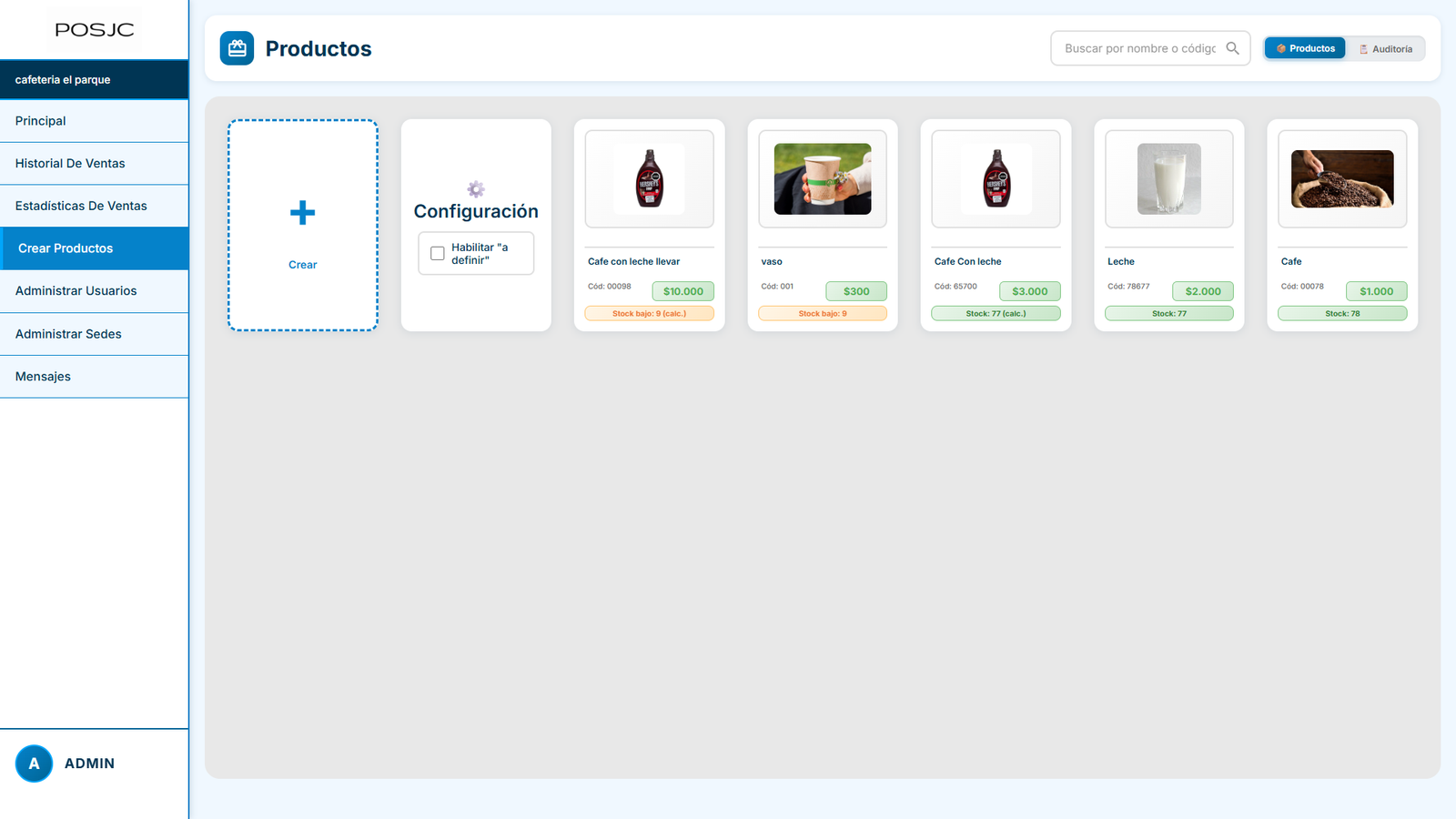 Captura del sistema POSJC